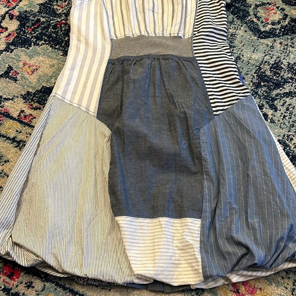 Desigual Patchwork Denim Zipper Dress Blue White EU 40 Large B16 - Picture 8 of 10